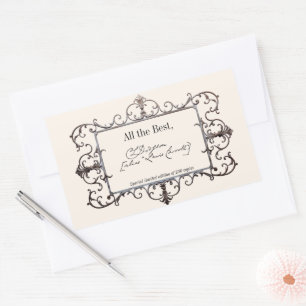 Sticker Rectangulaire Signature victorienne Auteur BookPlate Modèle