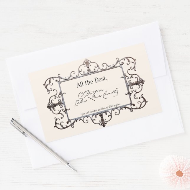Sticker Rectangulaire Signature victorienne Auteur BookPlate Modèle (Enveloppe)