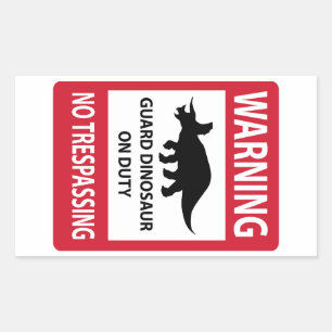 Sticker Rectangulaire Signe d'absence d'intrusion (Tricératops)