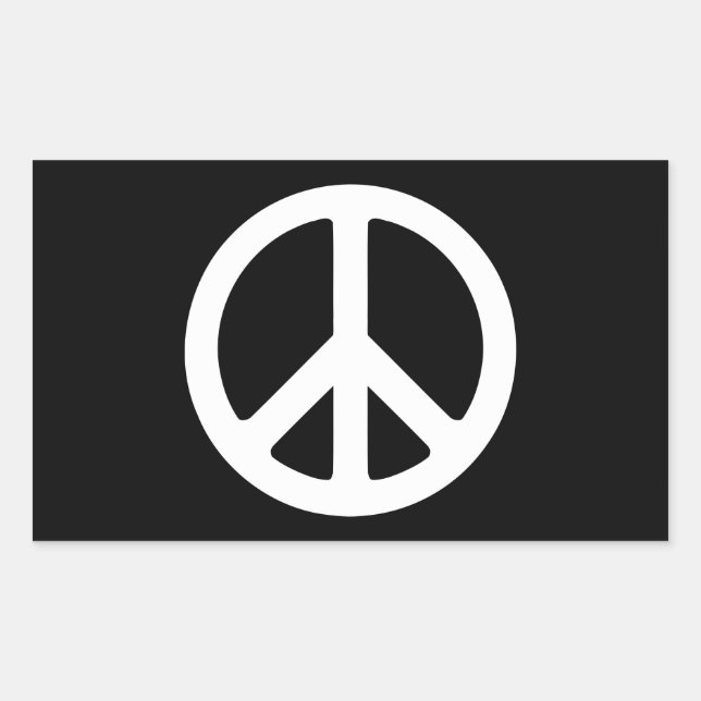 Sticker Rectangulaire Signe de paix noir et blanc (Devant)