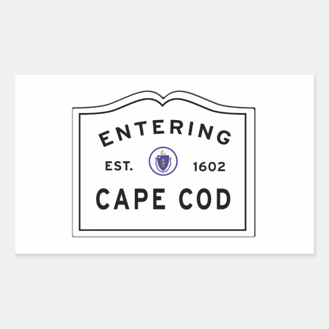 Sticker Rectangulaire SIGNE D'ENTRÉE DU Massachusetts DE Cape Cod (Devant)