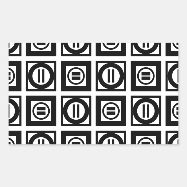 Sticker Rectangulaire SIGNE Géométrique Noir et Blanc Motif (Devant)