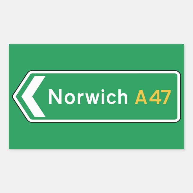 Sticker Rectangulaire SIGNE ROUTIÈRE DE Norwich, UK (Devant)