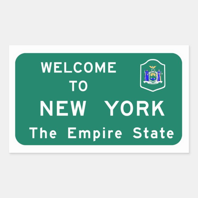 Sticker Rectangulaire SIGNE ROUTIÈRE - USA Bienvenue à New York (Devant)