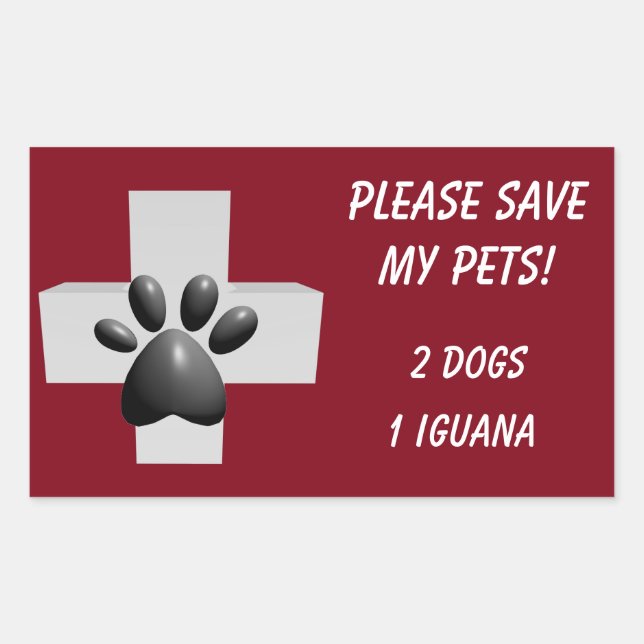 Sticker Rectangulaire S'Il Vous Plaît Sauvez Mes Animaux ! (Devant)