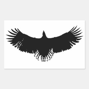 Sticker Rectangulaire Silhouette d'aigle noir et blanc