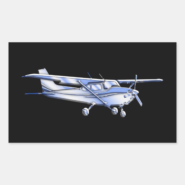 Sticker Rectangulaire Silhouette de Cessna classique de l'aéronef volant (Devant)