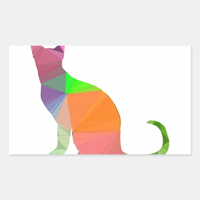 Sticker Rectangulaire Silhouette de chat à faible densité (Devant)