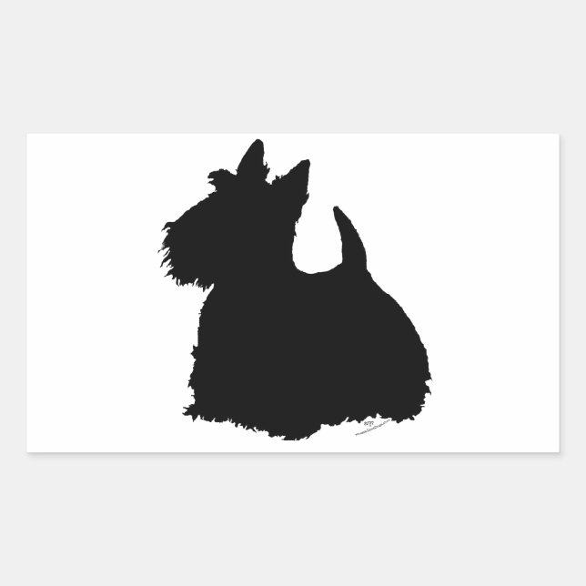 Sticker Rectangulaire Silhouette de Scottish Terrier alerte (Devant)
