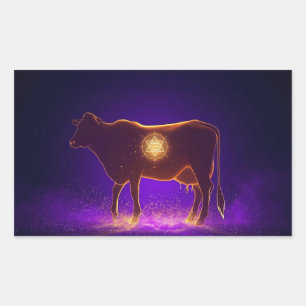 Sticker Rectangulaire Silhouette de vache divine   Govardhan Puja Spirit