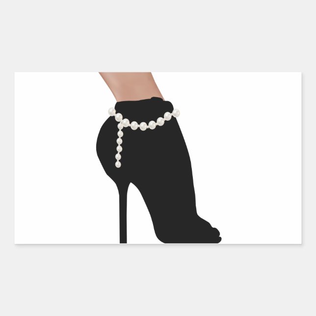 Sticker Rectangulaire silhouette élégante belle femme chaussures talon h (Devant)