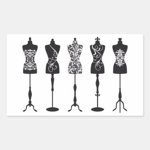 Sticker Rectangulaire silhouettes mannequins de mode vintage