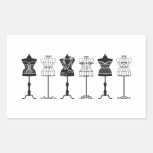 Sticker Rectangulaire silhouettes mannequins de mode vintage