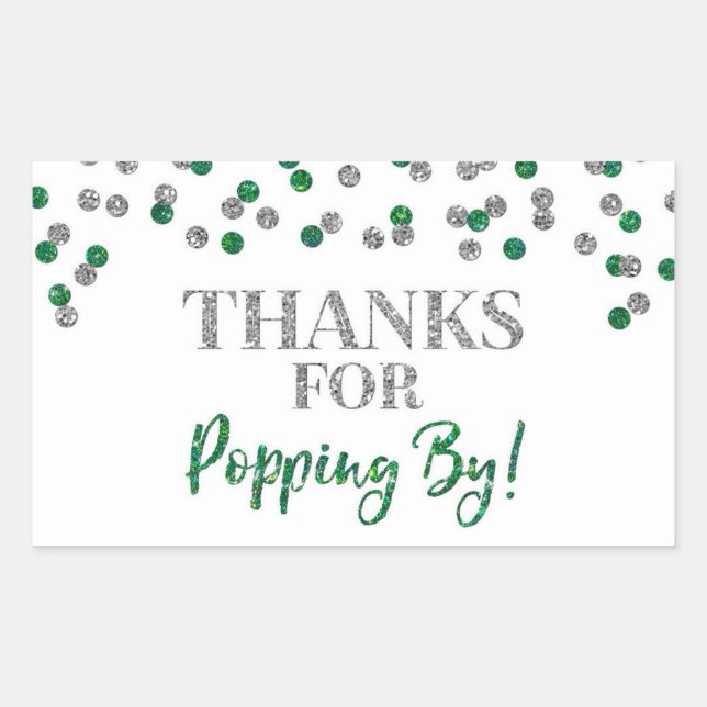Sticker Rectangulaire Silver Green Confetti Merci pour Popup By (Devant)