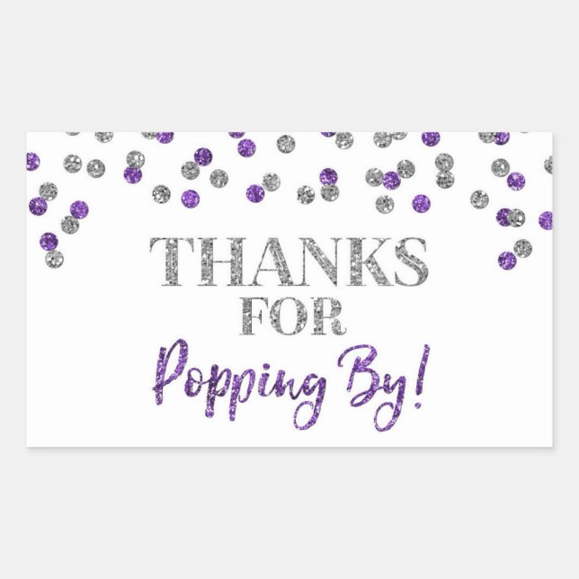 Sticker Rectangulaire Silver Purple Confetti Merci pour Popup By (Devant)