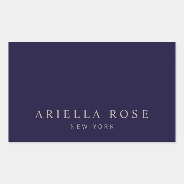 Sticker Rectangulaire Simple Elegant Marine Bleu Professionnel Minimalis (Devant)