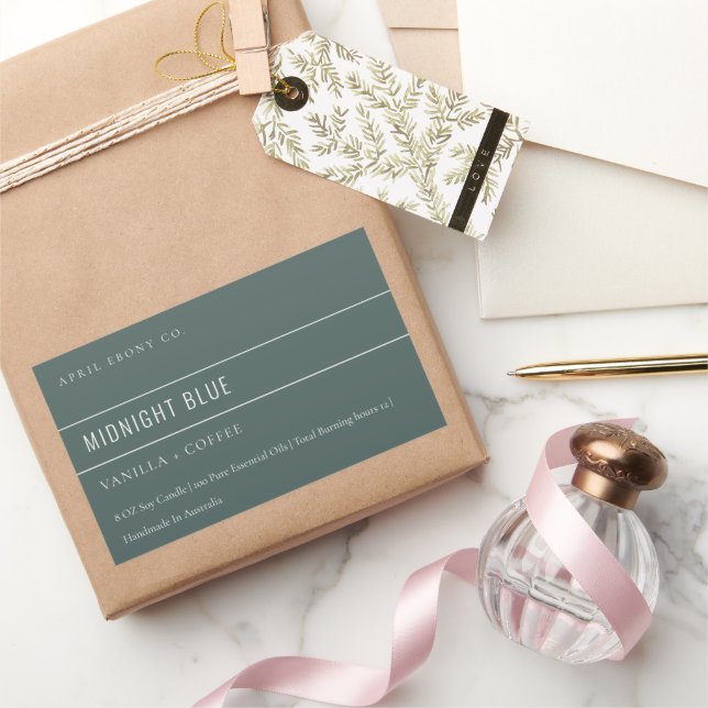 STICKER RECTANGULAIRE SIMPLE ÉLÉGANT MINIMAL MODERNE MODERNE BLEU GRIS (Cadeaux)