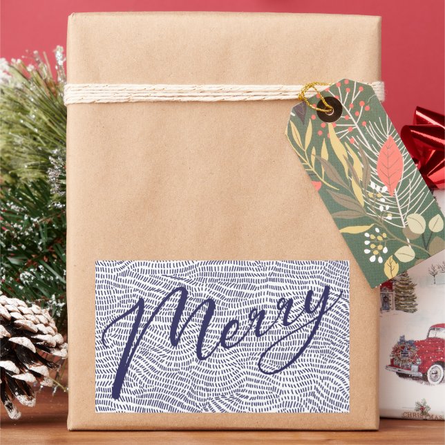 Sticker Rectangulaire Simple Fun Bleu Doodle Joyeux Noël Vacances (vacances)