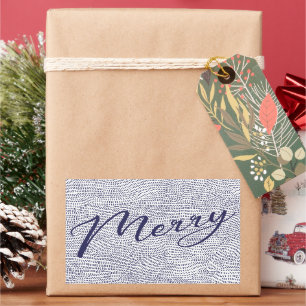 Sticker Rectangulaire Simple Fun Bleu Doodle Joyeux Noël Vacances
