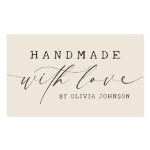 Simple Handmade with Love Script Business | Ecru