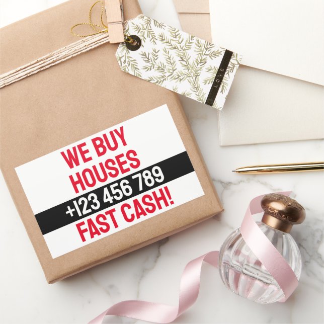 Sticker Rectangulaire Simple Immobilier Investisseur Entreprise Nous ach (Cadeaux)