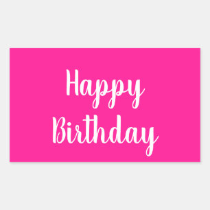 Sticker Rectangulaire Simple Joyeux Anniversaire Hot Rose