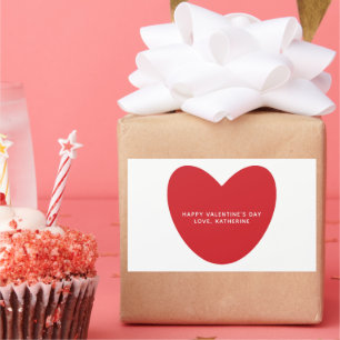 Sticker Rectangulaire Simple mignon coeur rouge personnalisé Saint Valen