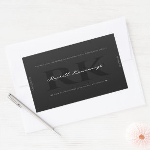 Sticker Rectangulaire Simple Moderne Marketing Monogramme gris foncé