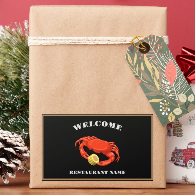 Sticker Rectangulaire Simple Red cri maïs fruits de mer Nom du logo du r (vacances)
