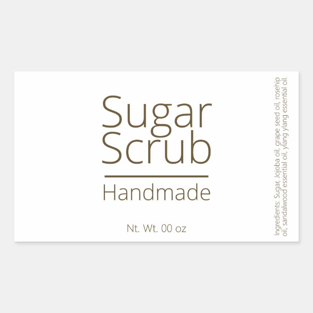Sticker Rectangulaire Simple Sophistiqué Sugar Scrub Business Hobby (Devant)