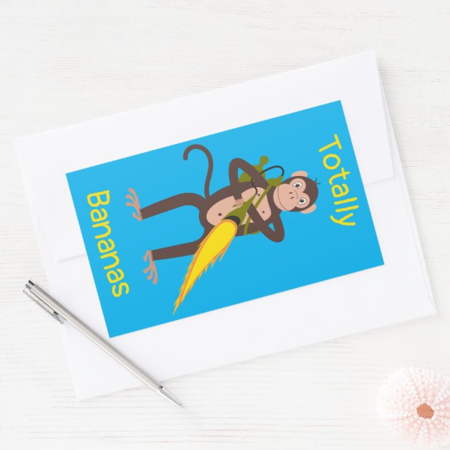 Sticker Rectangulaire Singe avec lance-flammes (Enveloppe)