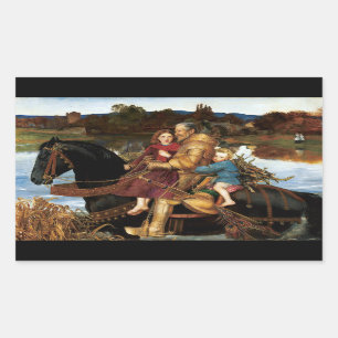 Sticker Rectangulaire Sir Isumbras à la Ford c. 1857 par John Millais