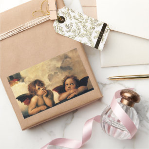 Sticker Rectangulaire Sistine Madonna Angels par Raphael Sanzio
