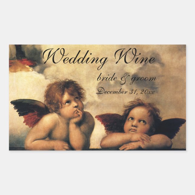 Sticker Rectangulaire Sistine Madonna Anges par Raphaël Mariage (Devant)