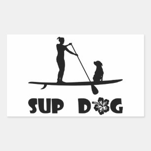 Sticker Rectangulaire Sitting de chien SUP