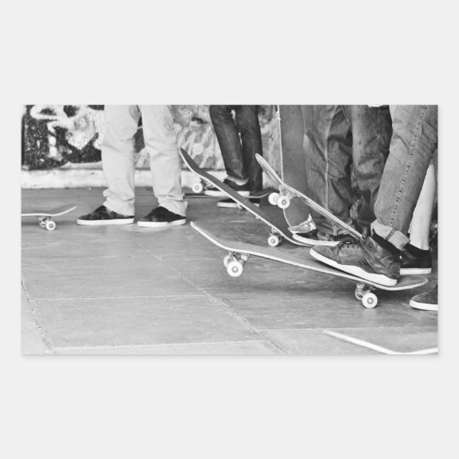 Sticker Rectangulaire skateboard, skate, parc, pied, tendance, ado, amic (Devant)
