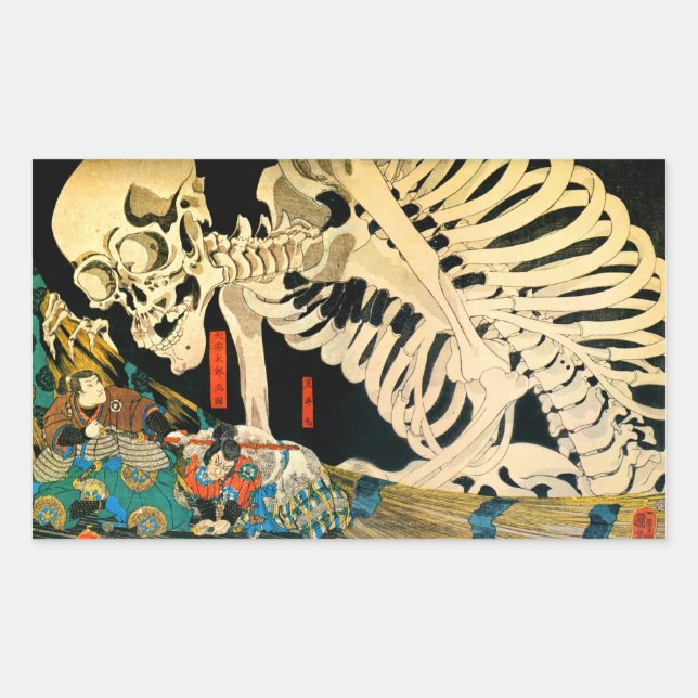 Sticker Rectangulaire Skeleton convoqué par Witch Kuniyoshi Fine Art (Devant)