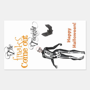 Sticker Rectangulaire Skeleton Zombie Monstre Halloween
