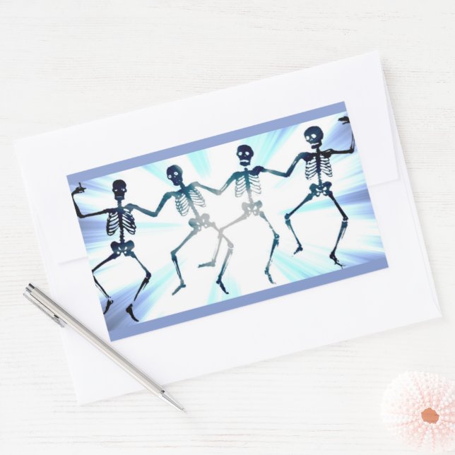 Sticker Rectangulaire Skeletons dansants (Enveloppe)