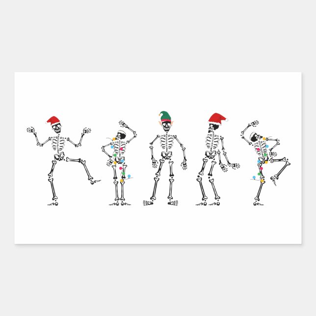 Sticker Rectangulaire Skeletons de Noël dansants (Devant)