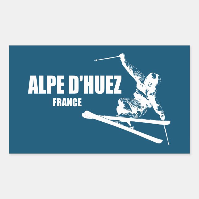 Sticker Rectangulaire Ski Alpe d'Huez France (Devant)