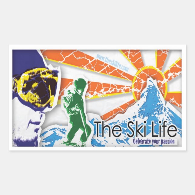 Sticker Rectangulaire Ski Life - Célébrez votre passion (Devant)
