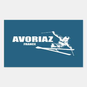 Sticker Rectangulaire Skier Avoriaz France