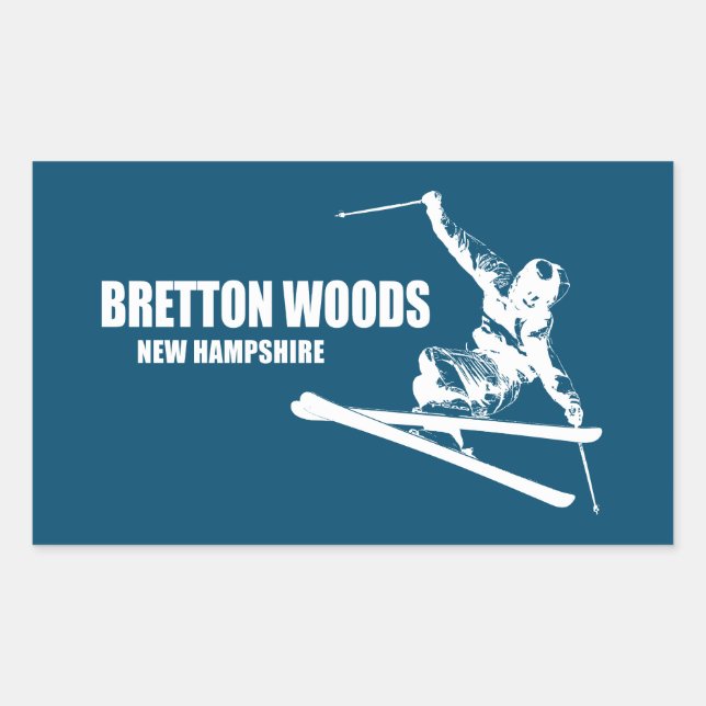 Sticker Rectangulaire Skier Bretton Woods New Hampshire (Devant)