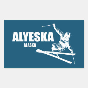 Sticker Rectangulaire Skier de l'Alaska d'Alyeska