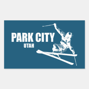 Sticker Rectangulaire Skier Park City Utah