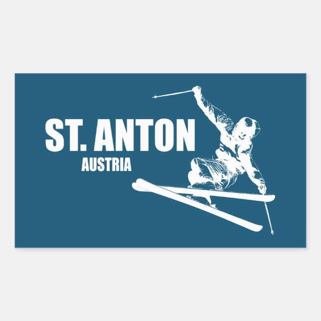 Sticker Rectangulaire Skier St. Anton Autriche (Devant)