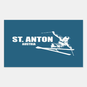 Sticker Rectangulaire Skier St. Anton Autriche