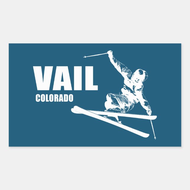 Sticker Rectangulaire Skier Vail Colorado (Devant)