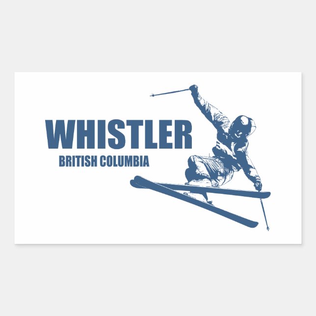 Sticker Rectangulaire Skier Whistler Colombie-Britannique (Devant)